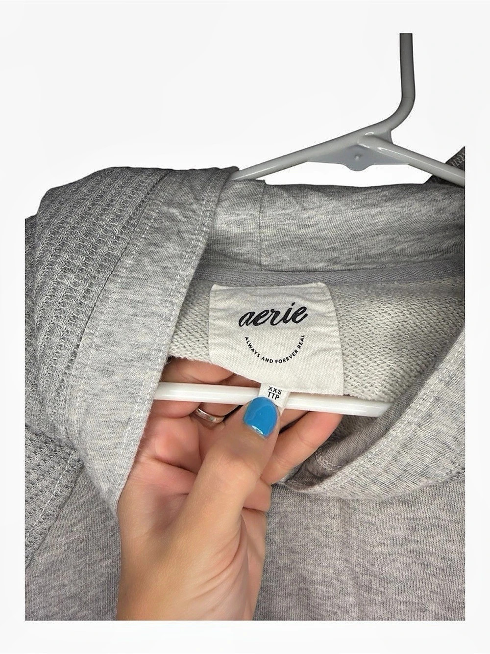 aerie Women's Hooded Sweatshirt Gray | Size XXS - Picture 4 of 4